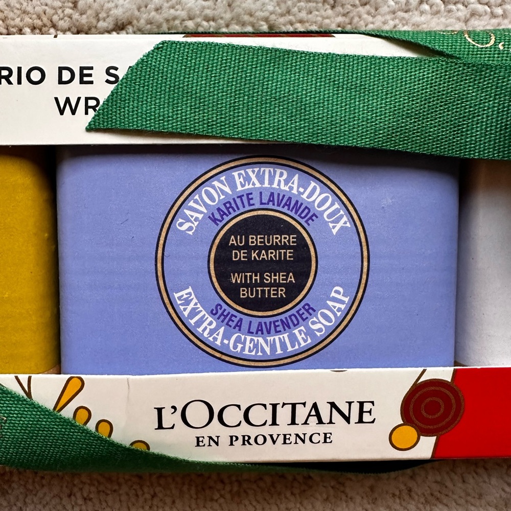 L'Occitane Trio of Shea Butter Extra-Gentle Solid Hand & Body Soap Holiday Gift - Picture 6 of 9